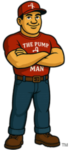 The Pump Man mascot - frozen well line repair